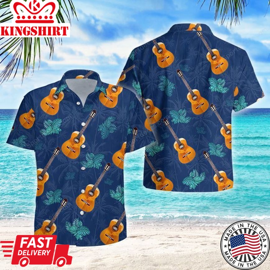 Guitar Tropical Trendy Hawaiian Shirt, Summer Gift, Trendy Hawaiian Shirts For Men, Aloha Beach Shirt