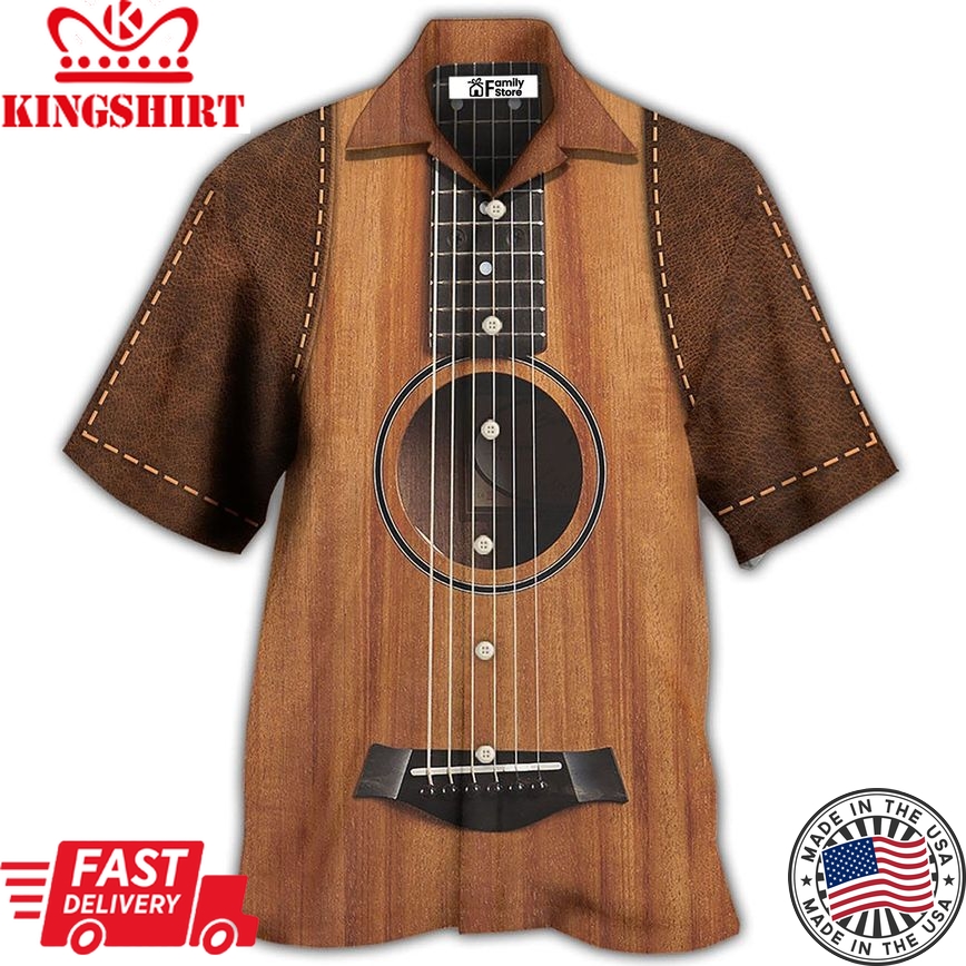 Guitar Vintage Leather Music Lover Hawaiian Shirt