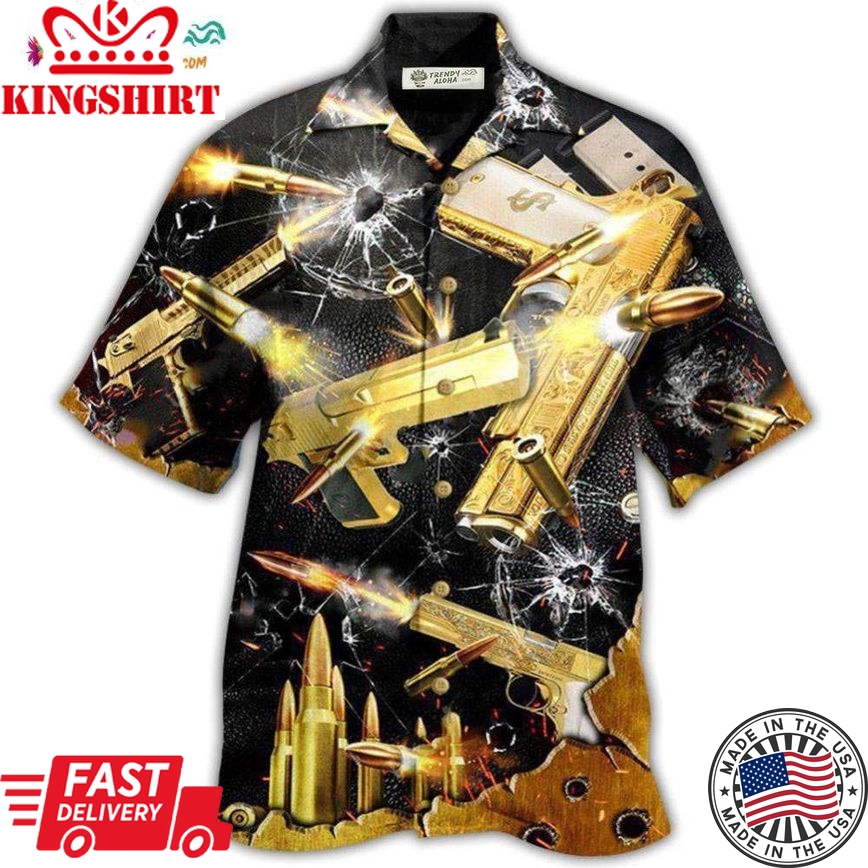 Gun Made Like A Gun Goes Like A Bullet Grunt Style Hawaiian Shirt