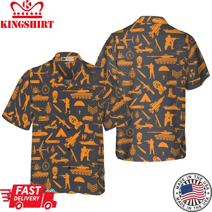 Gun Yellow Pattern Hawaiian Shirt