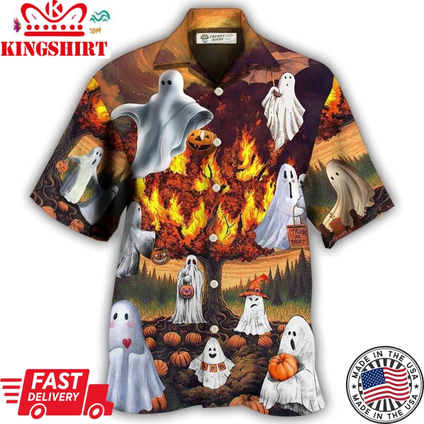 Halloween Boo Pumpkin Burning Scary Hawaiian Shirt