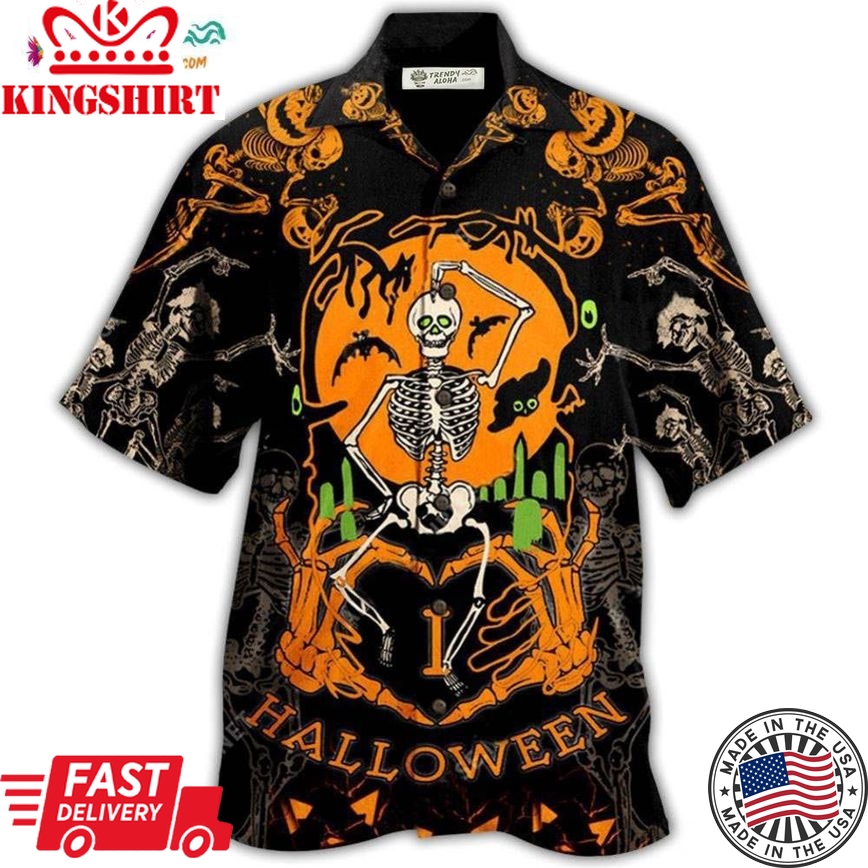 Halloween Dancing Skeleton So Scared Hawaiian Shirt