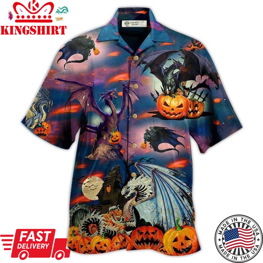 Halloween Dragon And Halloween Scaredy Hawaiian Shirt