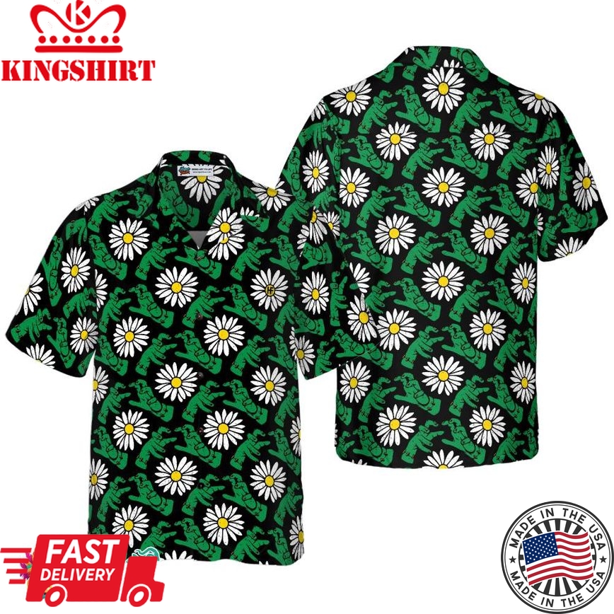 Halloween Frankenstein's Monster And Daisies Hawaiian Shirt