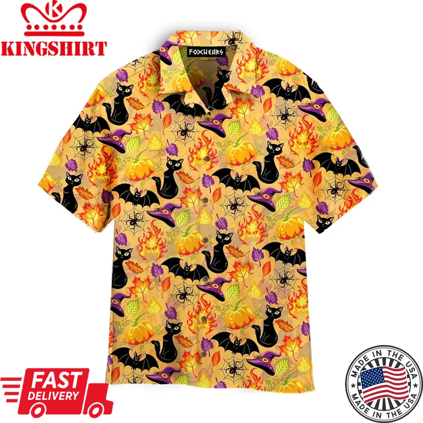 Halloween Horror Queen Cat Aloha Trendy Hawaiian Shirts