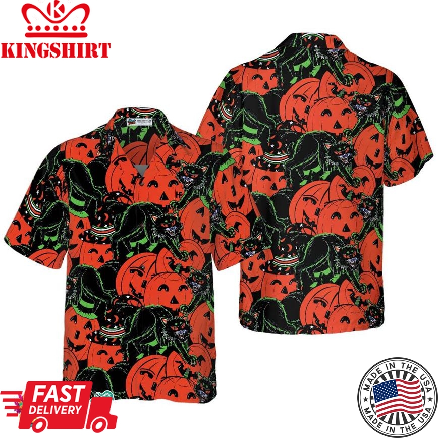 Halloween Horror Queen Cat Halloween Hawaiian Shirt, Halloween Shirt For Men And Women