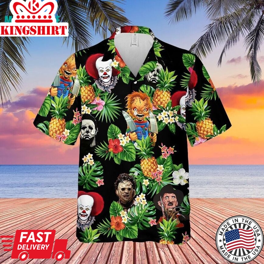 Halloween Horror Serial Killers Tropical Unisex Trendy Hawaiian Shirt