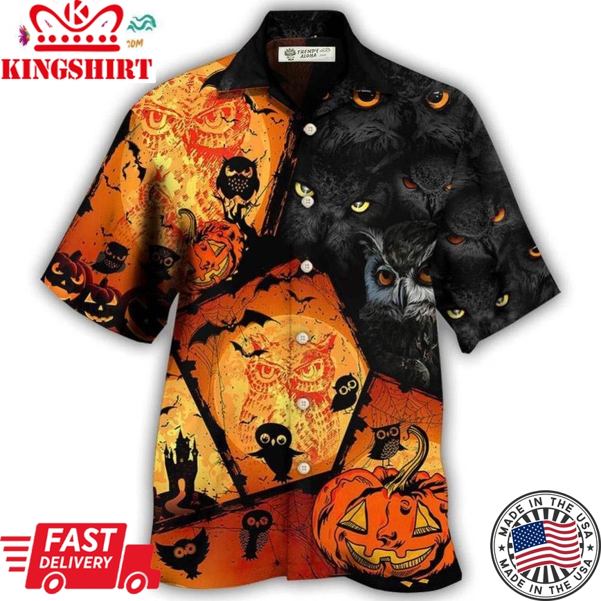 Halloween Owl Pumpkin Scary Hawaiian Shirt