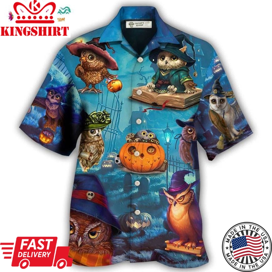 Halloween Owl Witch Sky Night Hawaiian Shirt