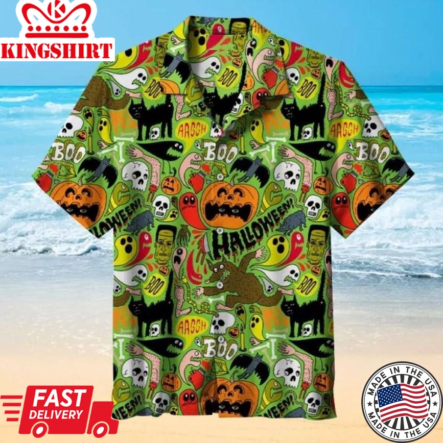 Halloween Pattern Hawaiian Party Shirt