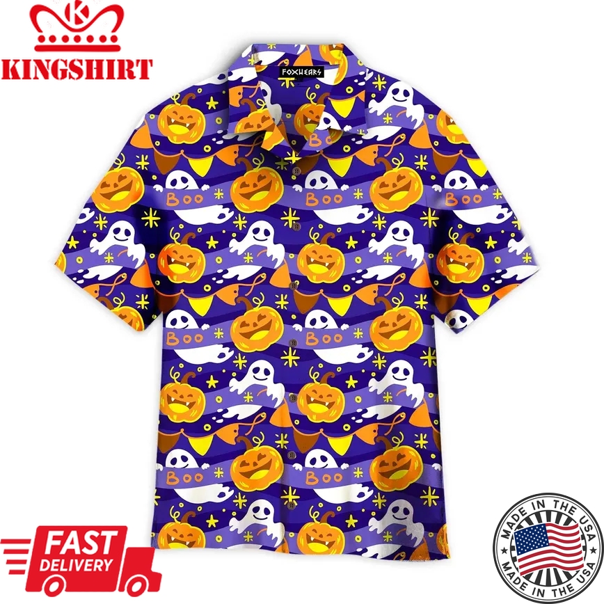 Halloween Pumkin Ghost Climbing Aloha Trendy Hawaiian Shirts