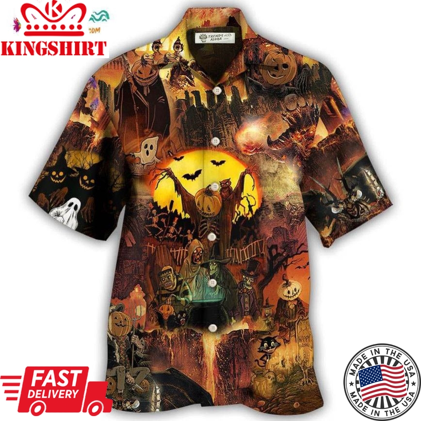 Halloween Pumpkin Ghost Scary Hawaiian Shirt