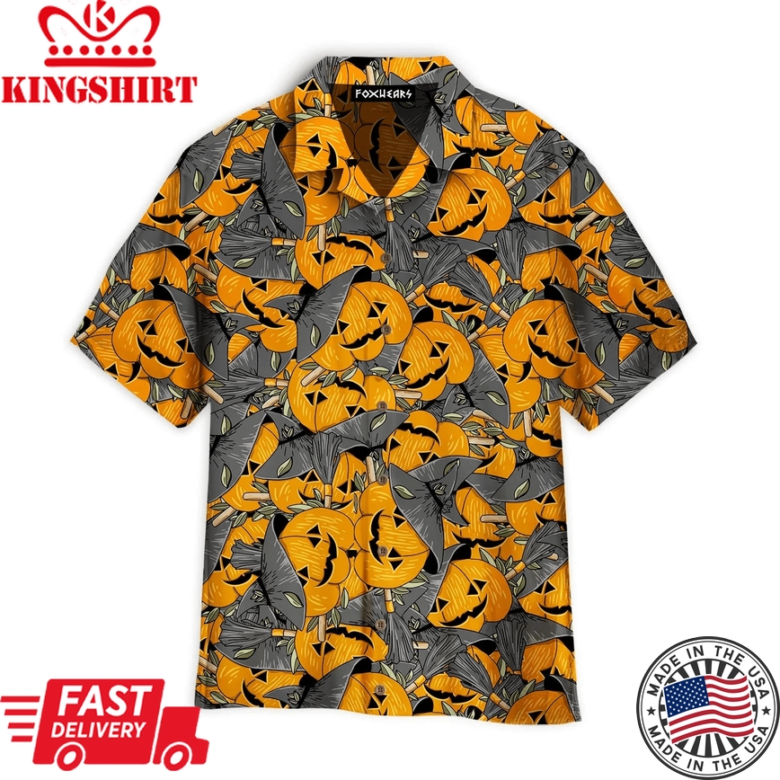 Halloween Pumpkin Pattern Aloha Trendy Hawaiian Shirts