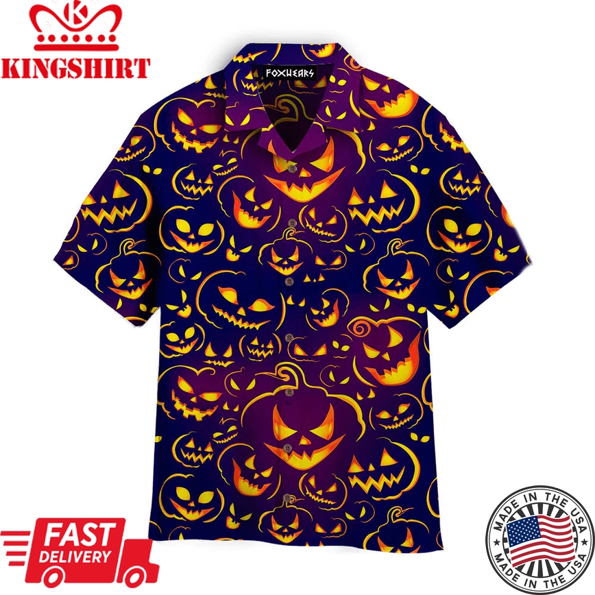 Halloween Scary Pumkin Ghost Aloha Trendy Hawaiian Shirts