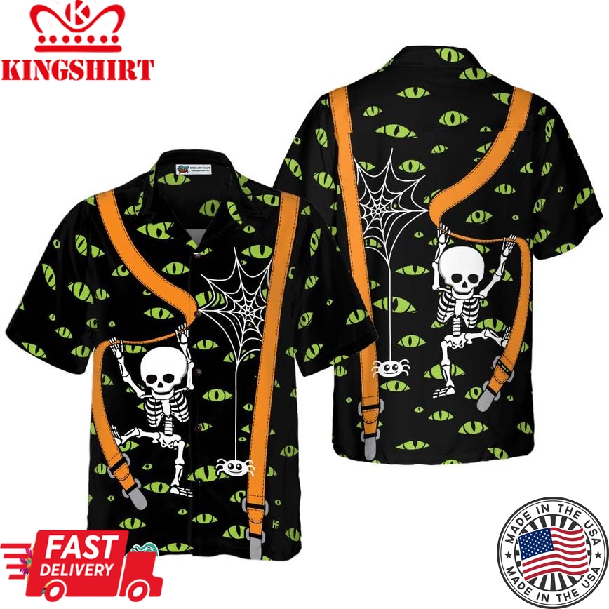 Halloween Skeleton And Monster Eyes Hawaiian Shirt