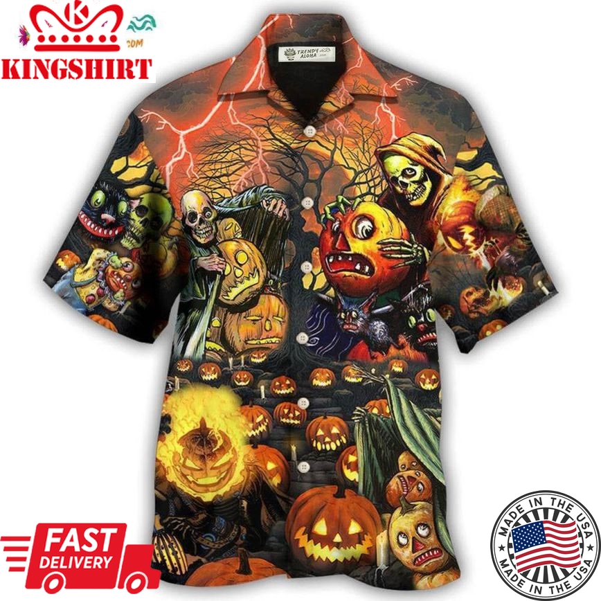 Halloween Skull Dark Pumpkin Scary Hawaiian Shirt