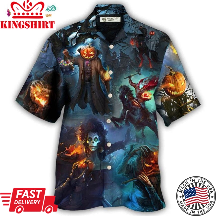 Halloween Skull Pumpkin Scary Sky Night Hawaiian Shirt