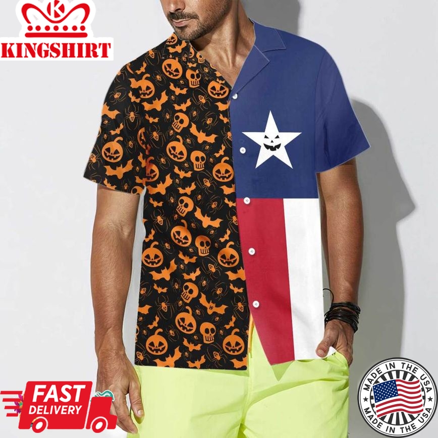 Halloween Texas Flag Hawaiian Shirt, Funny Texas Shirt For Halloween, Best Gift For Texans