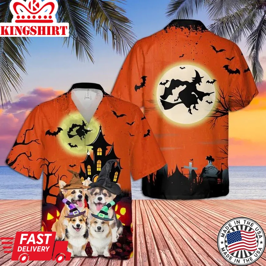 Halloween Trendy Hawaiian Shirt, Unisex Print Aloha Short Sleeve Casual Shirt