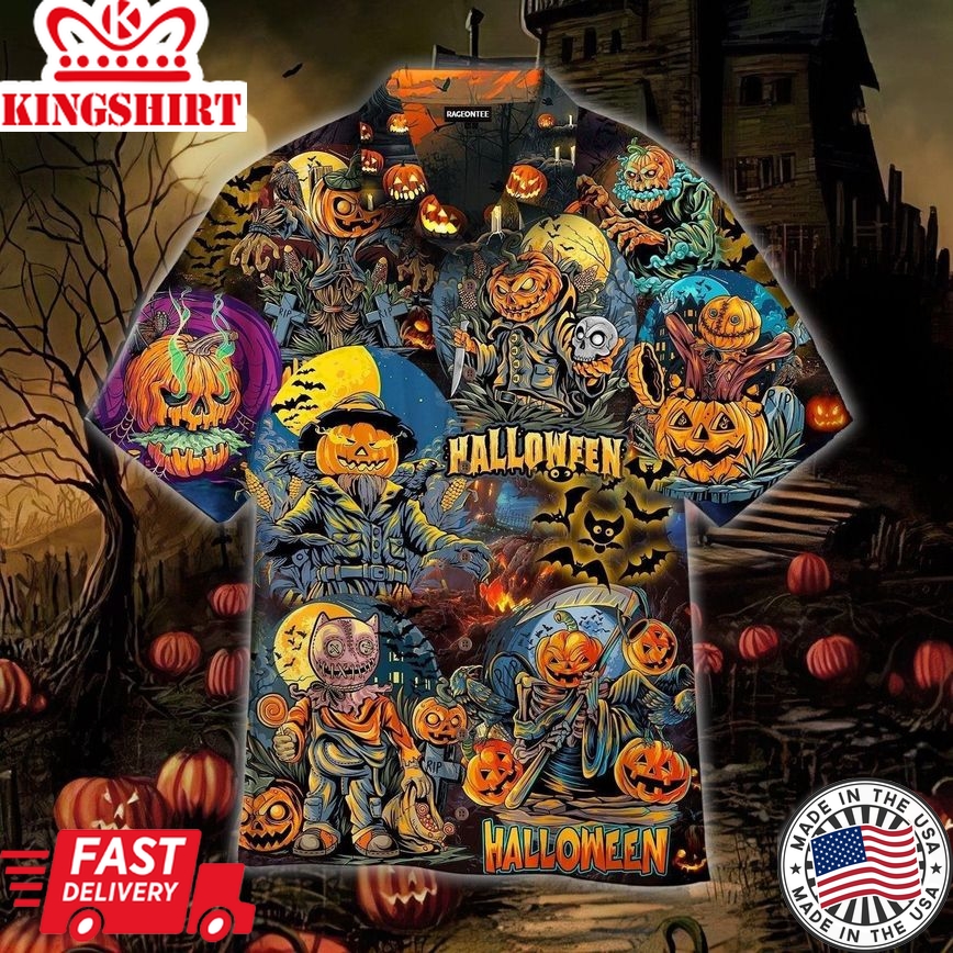 Halloween Zombie Pumpkin Trendy Hawaiian Shirt For