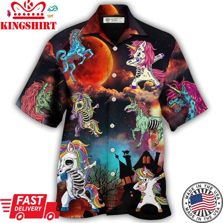 Halloween Zombie Unicorn Dabbing Hawaiian Shirt