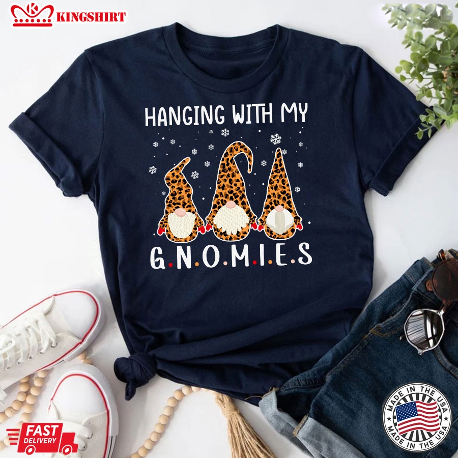 Hanging With My Gnomies Leopard Christmas T-Shirt