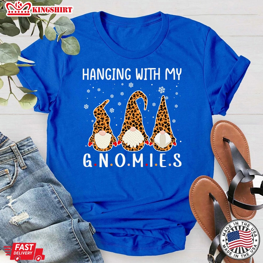 Hanging With My Gnomies Leopard Christmas T-Shirt