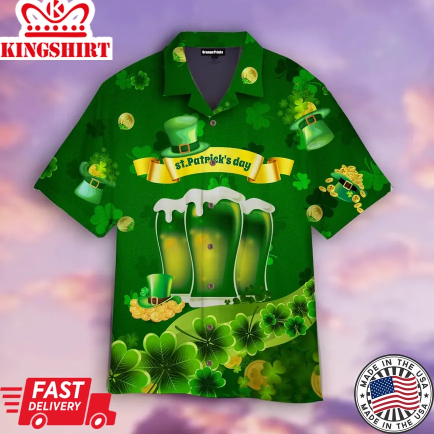 Happy Beer St Patricks Day Trendy Hawaiian Shirt For