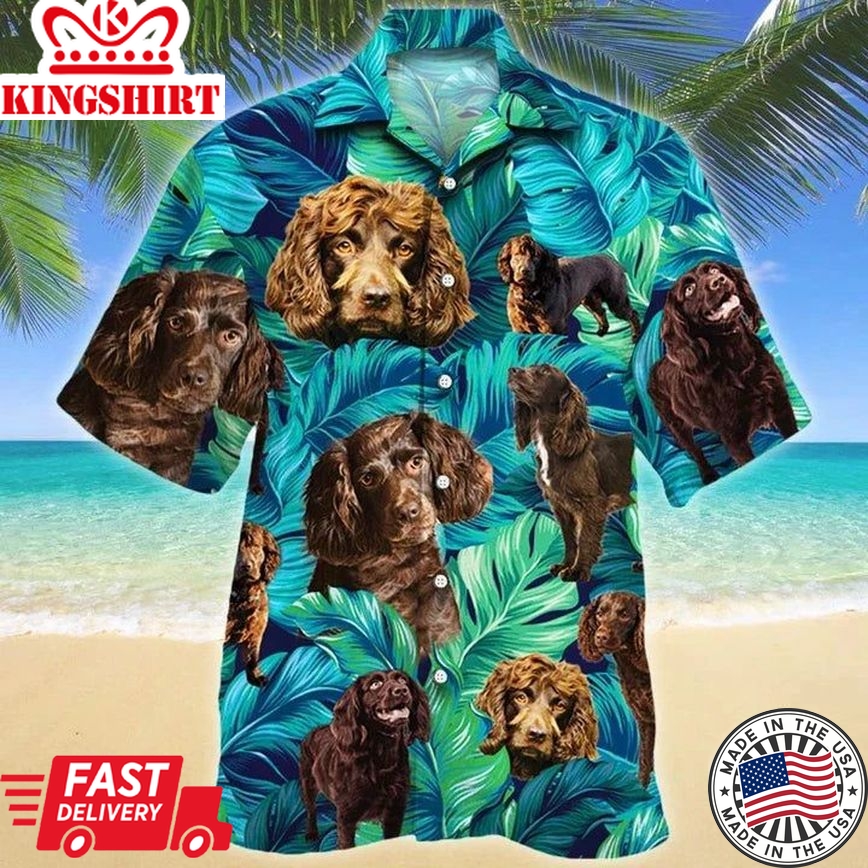 Happy Boykin Spaniel Dog Lovers Summer Beach Palm Tree Pattern Hawaiian Shirt