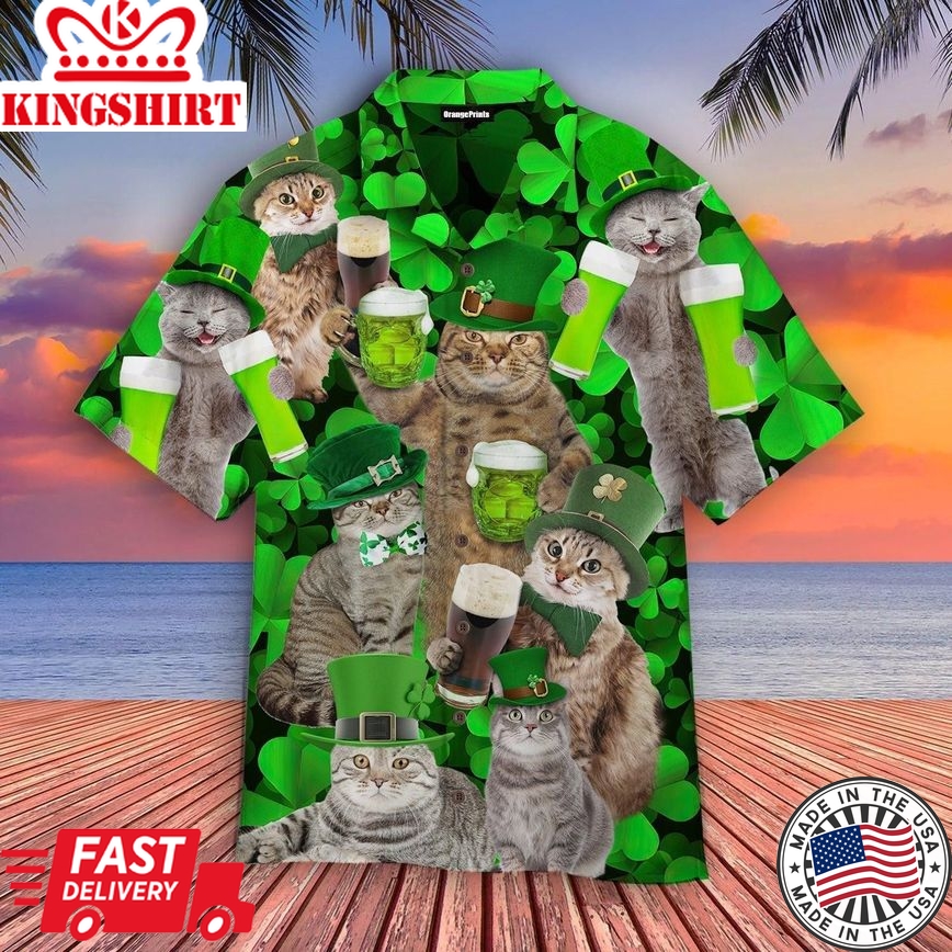 Happy Cats St Patricks Day Trendy Hawaiian Shirt For