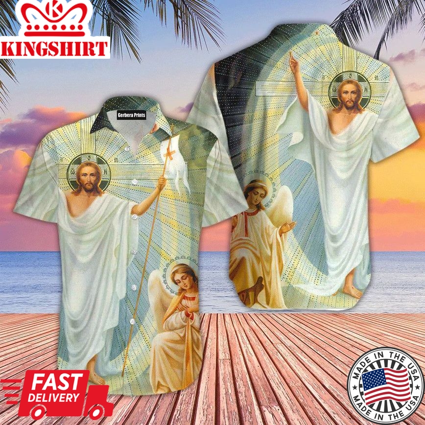 Happy Easter Sunday Jesus Is Risen Christians Aloha Hawaiian Shirts For Men And Women