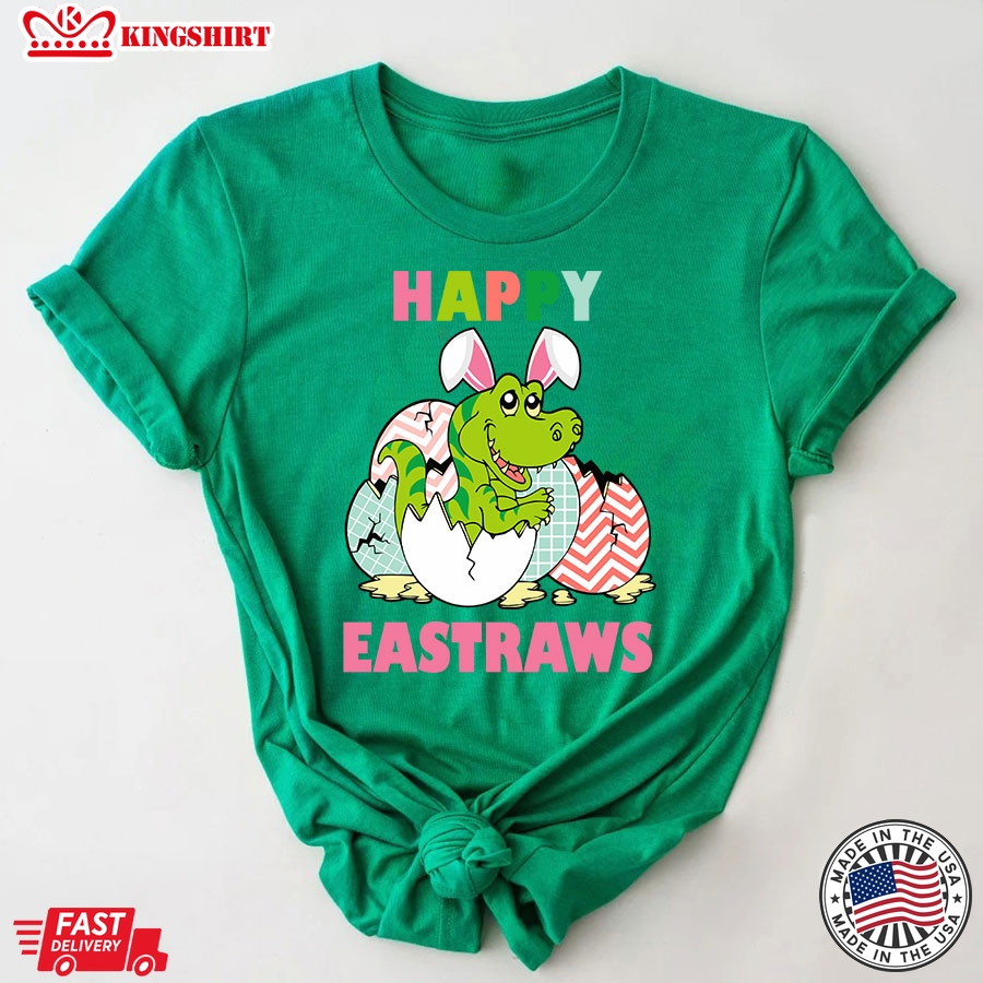 Happy Eastraws Happy Easter Funny Bunny Dinosaur T-Shirt