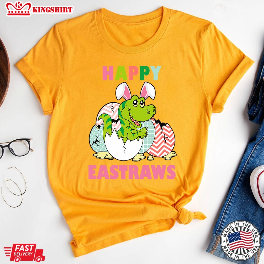 Happy Eastraws Happy Easter Funny Bunny Dinosaur T-Shirt