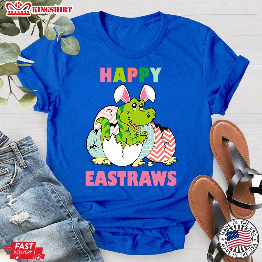 Happy Eastraws Happy Easter Funny Bunny Dinosaur T-Shirt