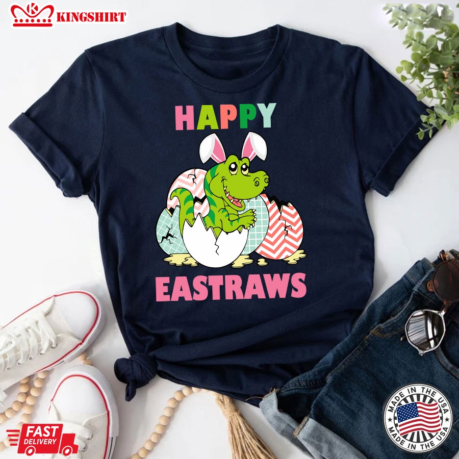 Happy Eastraws Happy Easter Funny Bunny Dinosaur T-Shirt