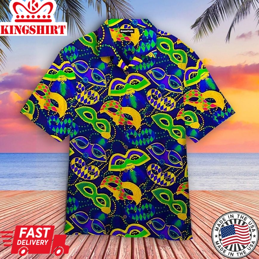 Happy Mardi Gras Masks Trendy Hawaiian Shirt For