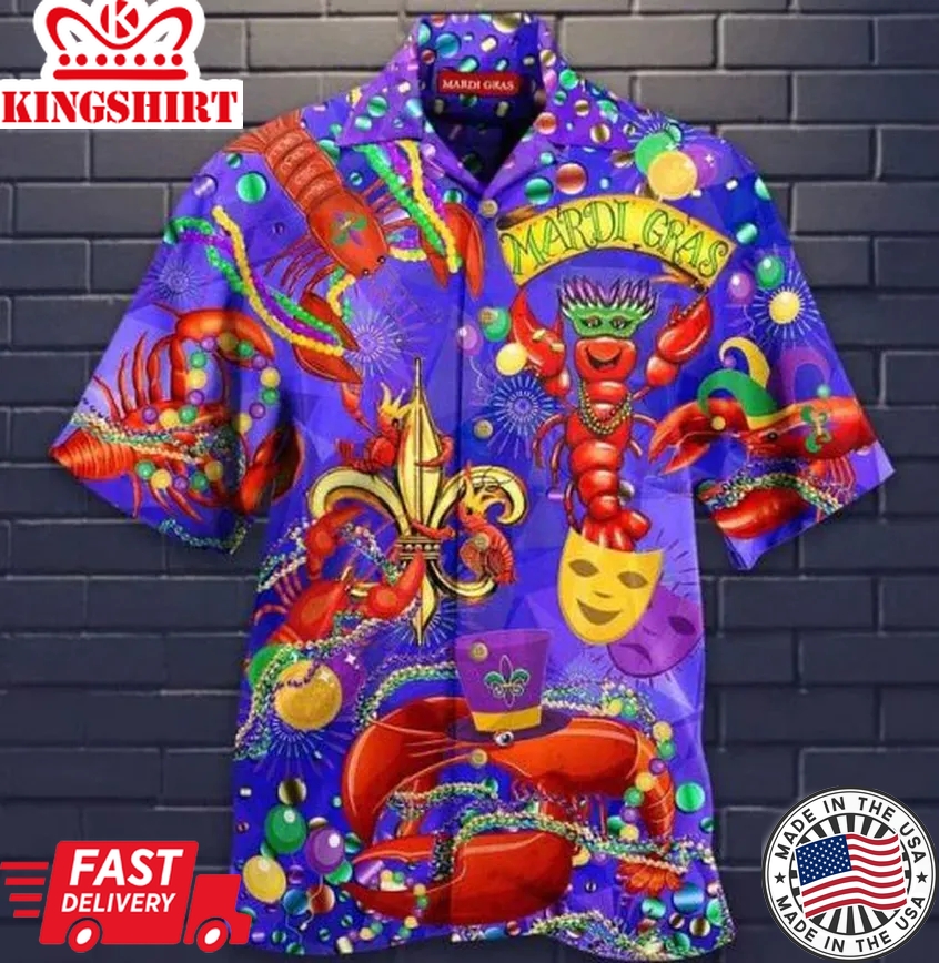 Happy Mardi Gras Shrimps Trendy Hawaiian Shirt