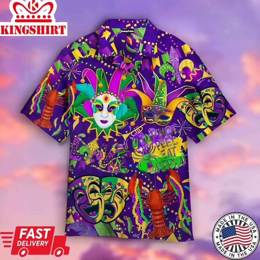 Happy Mardi Gras Trendy Hawaiian Shirt For