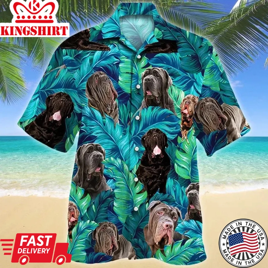 Happy Neapolitan Mastiff Dog Lovers Summer Beach Palm Tree Trendy Hawaiian Shirt, Summer Aloha Hawaii Shirt