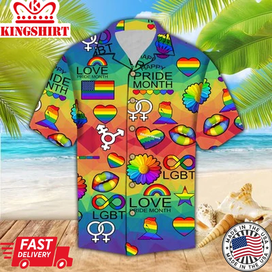 Happy Pride Month Hawaiian Shirt, Pride Rainbow Hawaiian Shirt