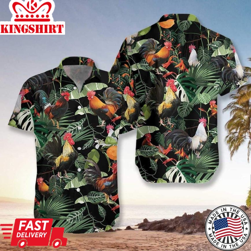 Happy Rooster Trendy Hawaiian Shirt