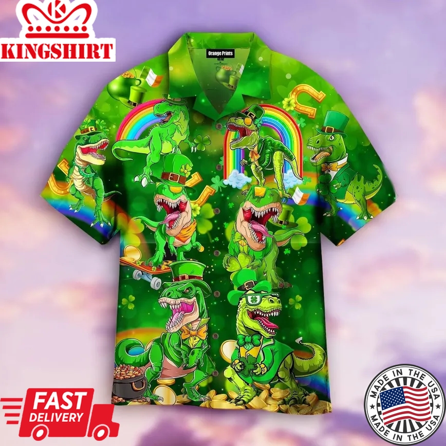 Happy St.Pat-Rex Day Trendy Hawaiian Shirt For