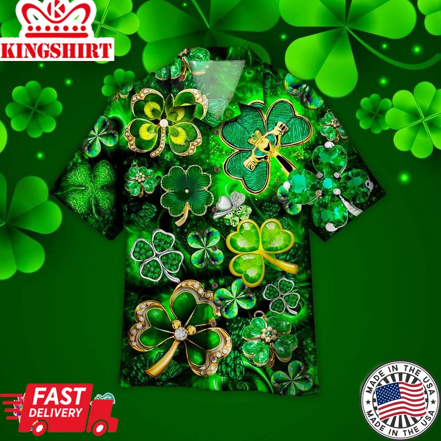 Happy St.PatrickS Day Clover Leaf Hawaiian Aloha Beach Shirt