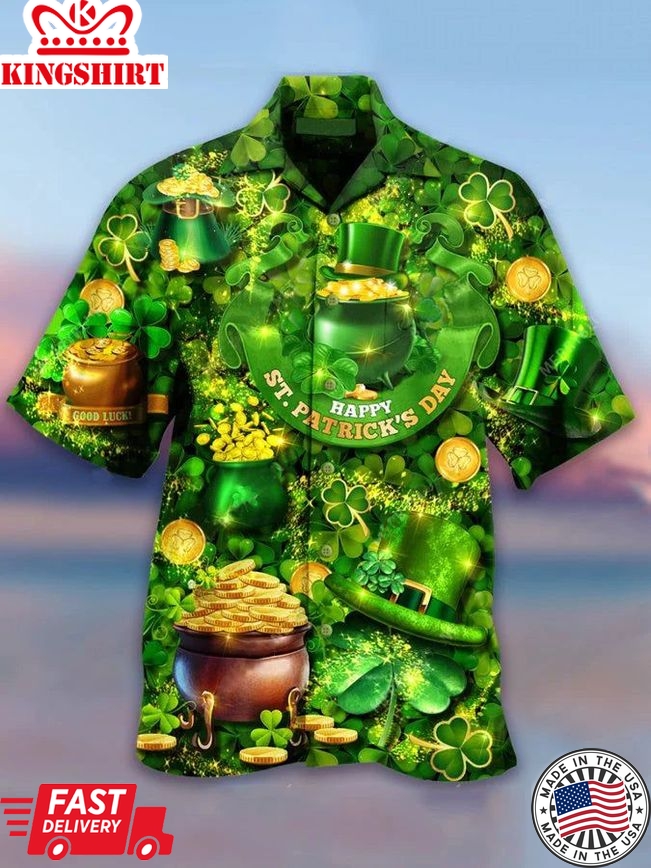 Happy St. Patrick's Day Hawaiian Shirt - Men's Casual Happy St. Patrick's Day Hawaiian Shirt