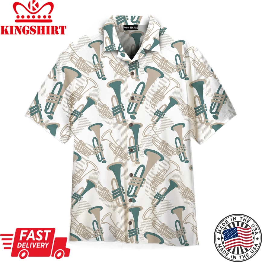 Happy Trumpet Musical Performance Pattern Trendy Hawaiian Shirt For Aloha Shirt