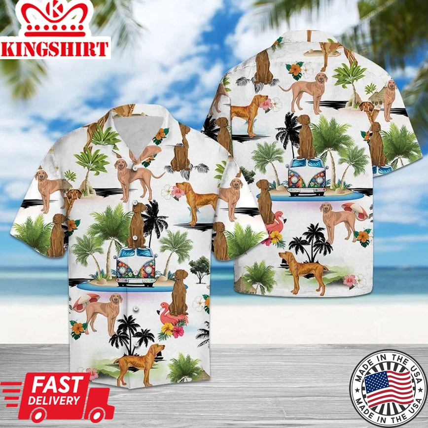 Happy Vizsla Dog Group Enjoy The Vacation Trendy Hawaiian Shirt