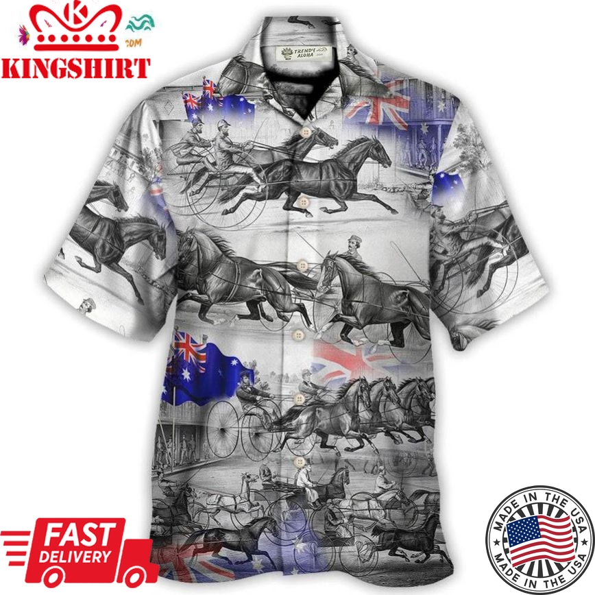 Harness Racing Horse Racing Australia Flag Hawaiian Shirt