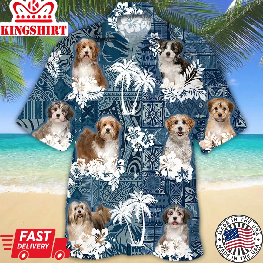 Havanese Trendy Hawaiian Shirt, Flower Havanese Short Sleeve Hawaiian Aloha Shirt For Men, Women