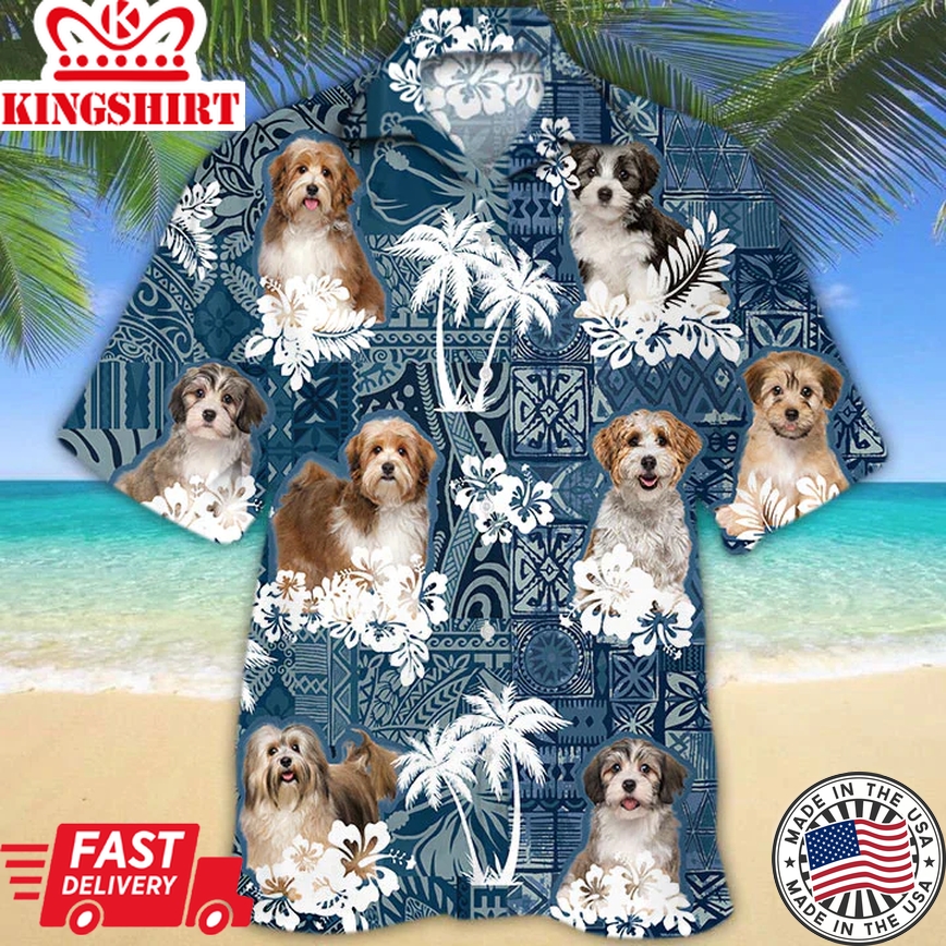 Havanese Trendy Hawaiian Shirt, Flower Havanese Short Sleeve Hawaiian Aloha Shirt For Men, Women