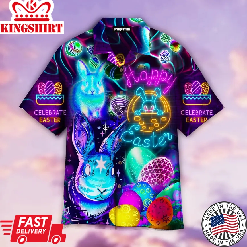 Have An Egg Easter Glowing Neon Trendy Hawaiian Shirt For